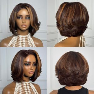 Highlight  4*4 closure layer cutting wig 8